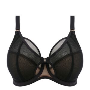 Elomi Bra Size 42L Kintai Plunge Underwire Black Mesh